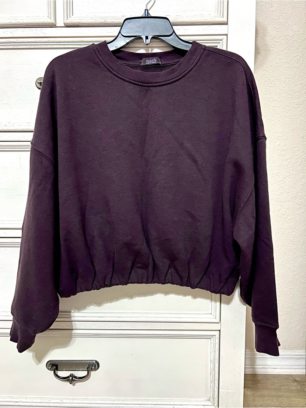 nuuds Women's Cinch Waist Sweatshirt in Eggplant